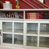 Walker Farmhouse White Wood Sideboard with Sliding Doors