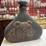 Bear Volcanic-glazed Lidded Ceramic Vase