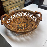 Wood Handle Low Round Basket
