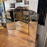 Vintage Frameless Arched Tri-Fold Vanity Mirror