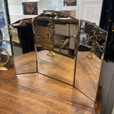Vintage Frameless Arched Tri-Fold Vanity Mirror