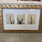 3 Image Offset Lithograph "Lillies" w Embossed Gold Frame