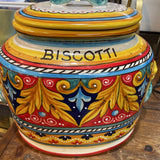 Hand Painted Italian Deruta Majolica Biscotti Cookie Jar