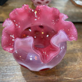 Vintage Fenton Cranberry Ruffled Bowl