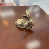 Vintage Solid Brass Crouching Rabbit Figurine
