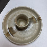 Carved Stone Chamberstick Candle Holder