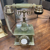 Vintage Italian Green Onyx and Brass Rotary Telephone
