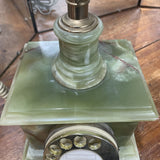 Vintage Italian Green Onyx and Brass Rotary Telephone