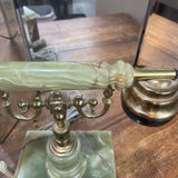 Vintage Italian Green Onyx and Brass Rotary Telephone