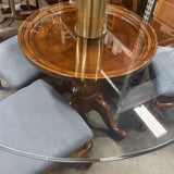 54" Glass Dining Table w/Wood Base and 4 Chairs