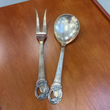 Vintage Danish Silver-Plate Salad Serving Set Bellflower Motif