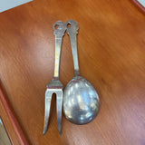 Vintage Danish Silver-Plate Salad Serving Set Bellflower Motif