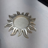 Sunburst Silver Pillar Candle Holder