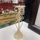 White-Washed Metal Pillar Candle Holder