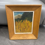 Wood Block Frame Wheat Field Acrylic Painting