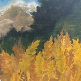 Wood Block Frame Wheat Field Acrylic Painting