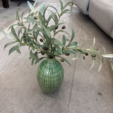 Olive Branches in Ribbed Ceramic Vase