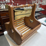 Wooden Slat Carry Caddy w Spindle Handle & Heart Cut-outs