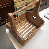 Wooden Slat Carry Caddy w Spindle Handle & Heart Cut-outs