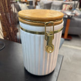 Ceramic Kitchen Canister w Wooden Lid