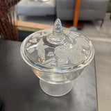 Hummingbird Frosted/Etched Candy Dish/Compote Bowl w Lid