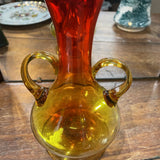 Vintage Amberina Art Glass Two Handled Vase