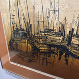 Roger Berghoff Framed Serigraph Print signed - "Quiet Harbor"