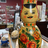 Vintage Hand-Painted Russian Wooden Bottle Cover