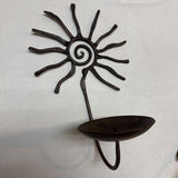 Metal Sun Candle Wall Sconce