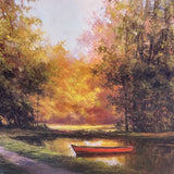 "Rowboat on Lake" Framed Print