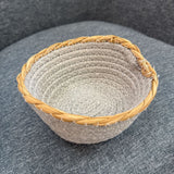Woven Cotton and Straw Coiled Basket