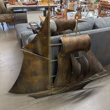 Large Vintage Brass Clipper Ship Wall Sculpture Signed by Robert Wiley