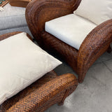 Pottery Barn "Malabar" Wicker&Rattan Lounge Chair&Ottoman