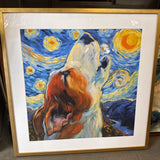 Howling Dog Classic Starry Night Print