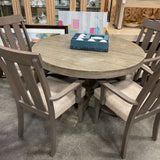 Pottery Barn Banks Round Pedestal Table w/4 Dining Chairs