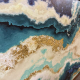 "Teal and Indigo Agate" Framed Canvas